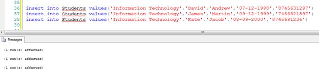 Student names of Information Technology